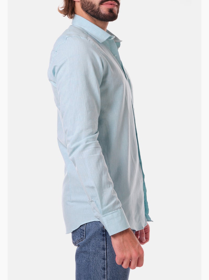 Camicia in cotone e lino Verde - Kiabi