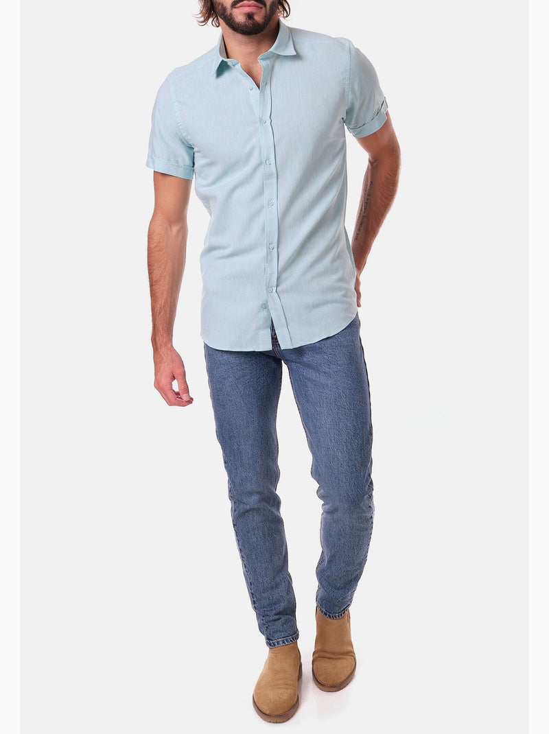 Camicia in cotone e lino Verde - Kiabi