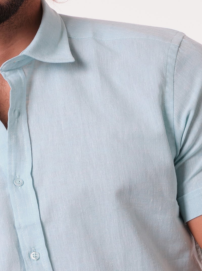 Camicia in cotone e lino Verde - Kiabi