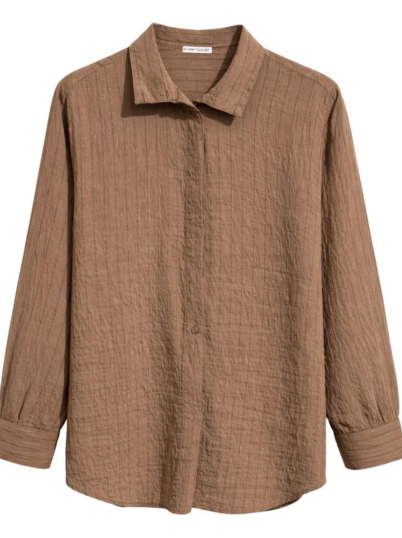 Camicia in cotone mixray Cammello - Kiabi
