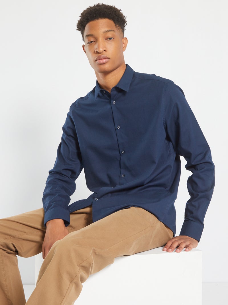 Camicia in cotone oxford + 190 cm blu nero - Kiabi