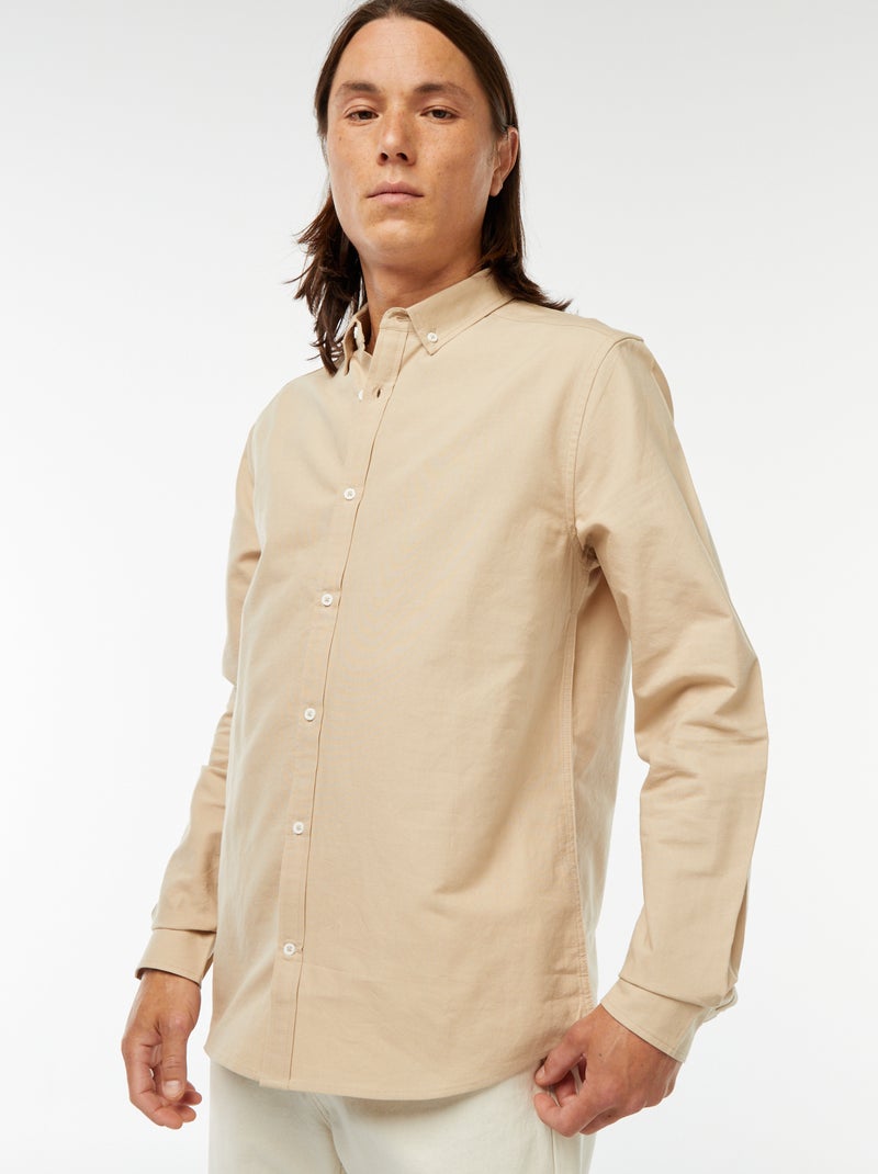 Camicia in cotone oxford regular fit Beige - Kiabi