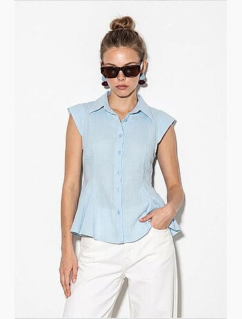 Camicia in cotone senza maniche aderente lucci