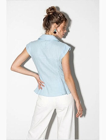 Camicia in cotone senza maniche aderente lucci