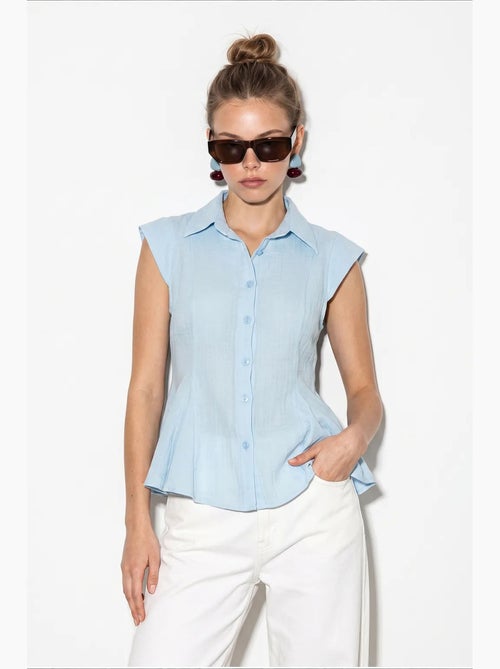 Camicia in cotone senza maniche aderente lucci - Kiabi Camicia in cotone senza maniche aderente lucci - Kiabi
