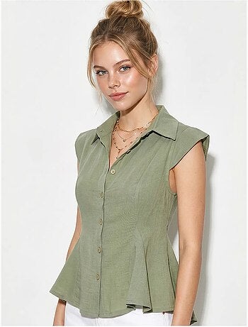 Camicia in cotone senza maniche aderente lucci