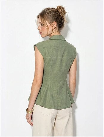 Camicia in cotone senza maniche aderente lucci