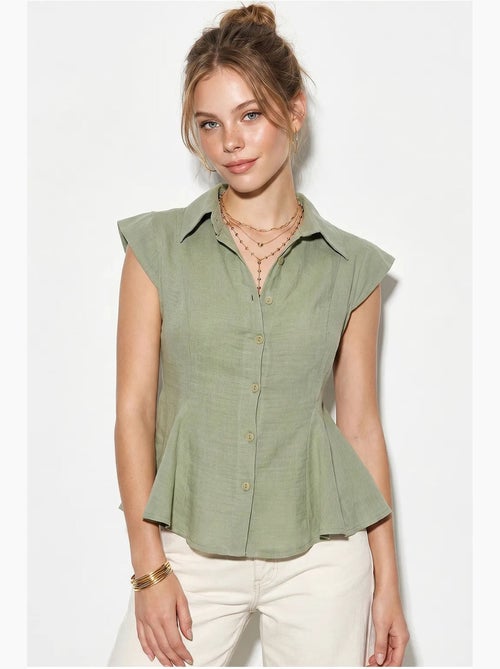 Camicia in cotone senza maniche aderente lucci - Kiabi Camicia in cotone senza maniche aderente lucci - Kiabi