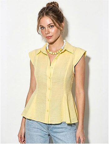 Camicia in cotone senza maniche aderente lucci