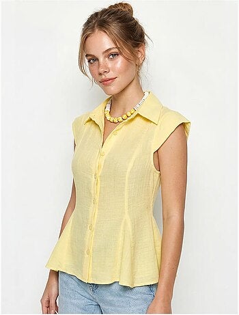 Camicia in cotone senza maniche aderente lucci