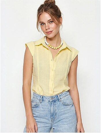 Camicia in cotone senza maniche aderente lucci