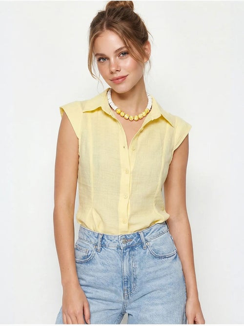 Camicia in cotone senza maniche aderente lucci - Kiabi Camicia in cotone senza maniche aderente lucci - Kiabi