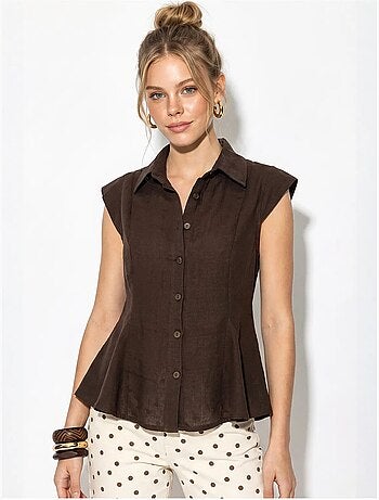 Camicia in cotone senza maniche aderente lucci