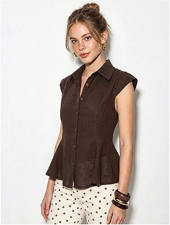 Camicia in cotone senza maniche aderente lucci