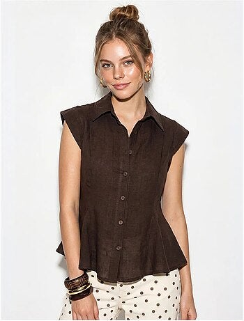 Camicia in cotone senza maniche aderente lucci