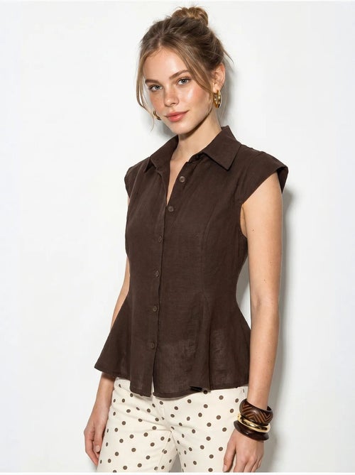 Camicia in cotone senza maniche aderente lucci - Kiabi Camicia in cotone senza maniche aderente lucci - Kiabi