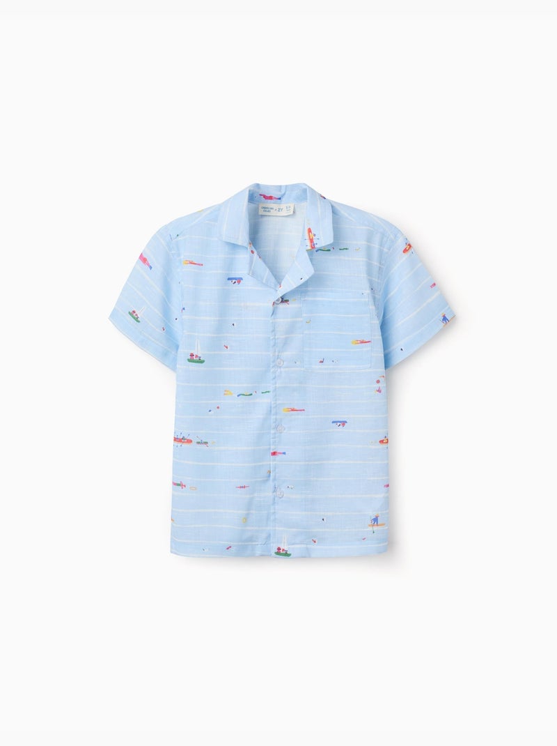 Camicia in cotone stampato Carolina Celas x Zippy Blu chiaro - Kiabi