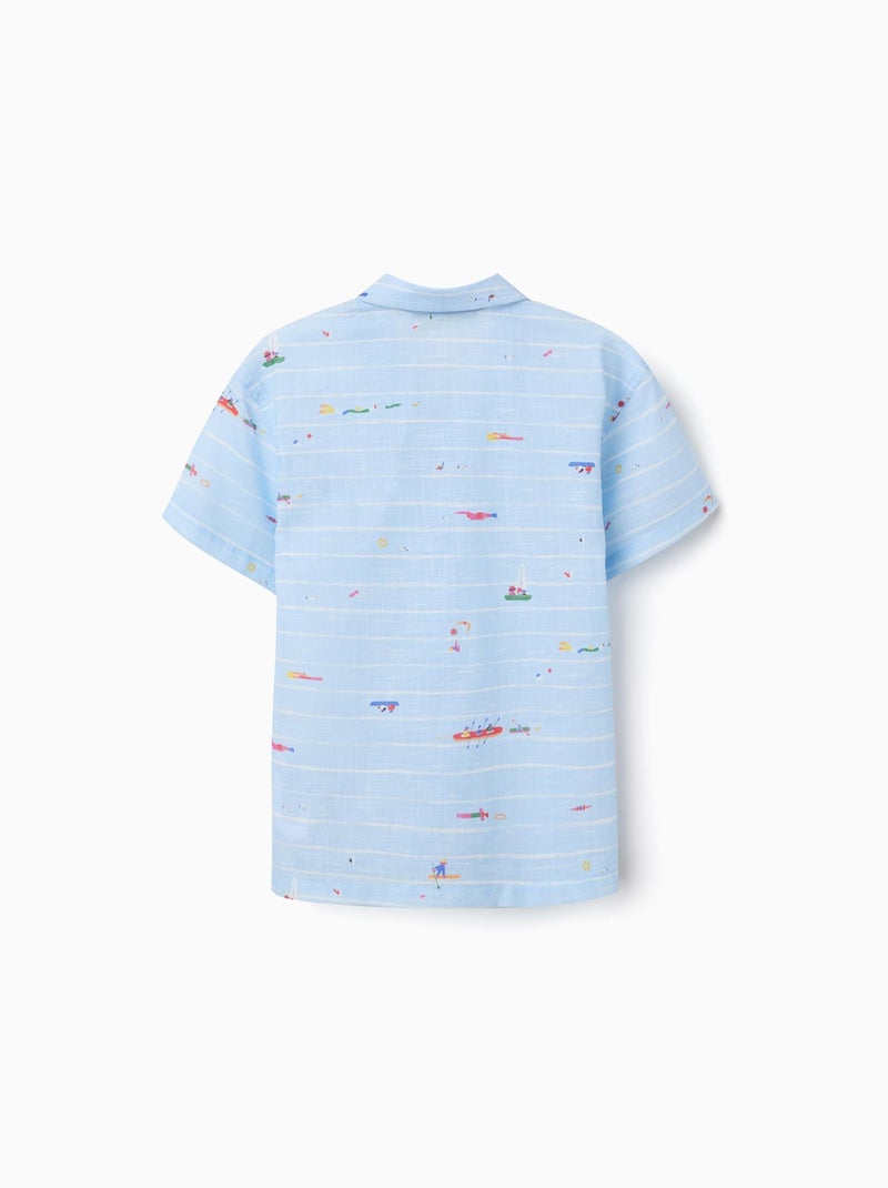 Camicia in cotone stampato Carolina Celas x Zippy Blu chiaro - Kiabi