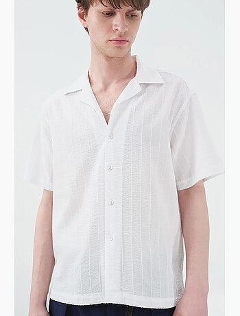 Camicia in cotone testurizzato a maniche corte giesto