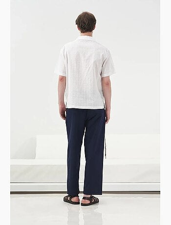 Camicia in cotone testurizzato a maniche corte giesto