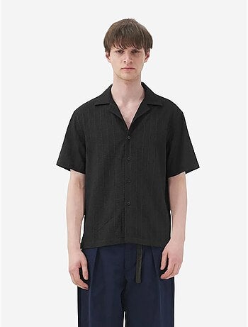 Camicia in cotone testurizzato a maniche corte giesto