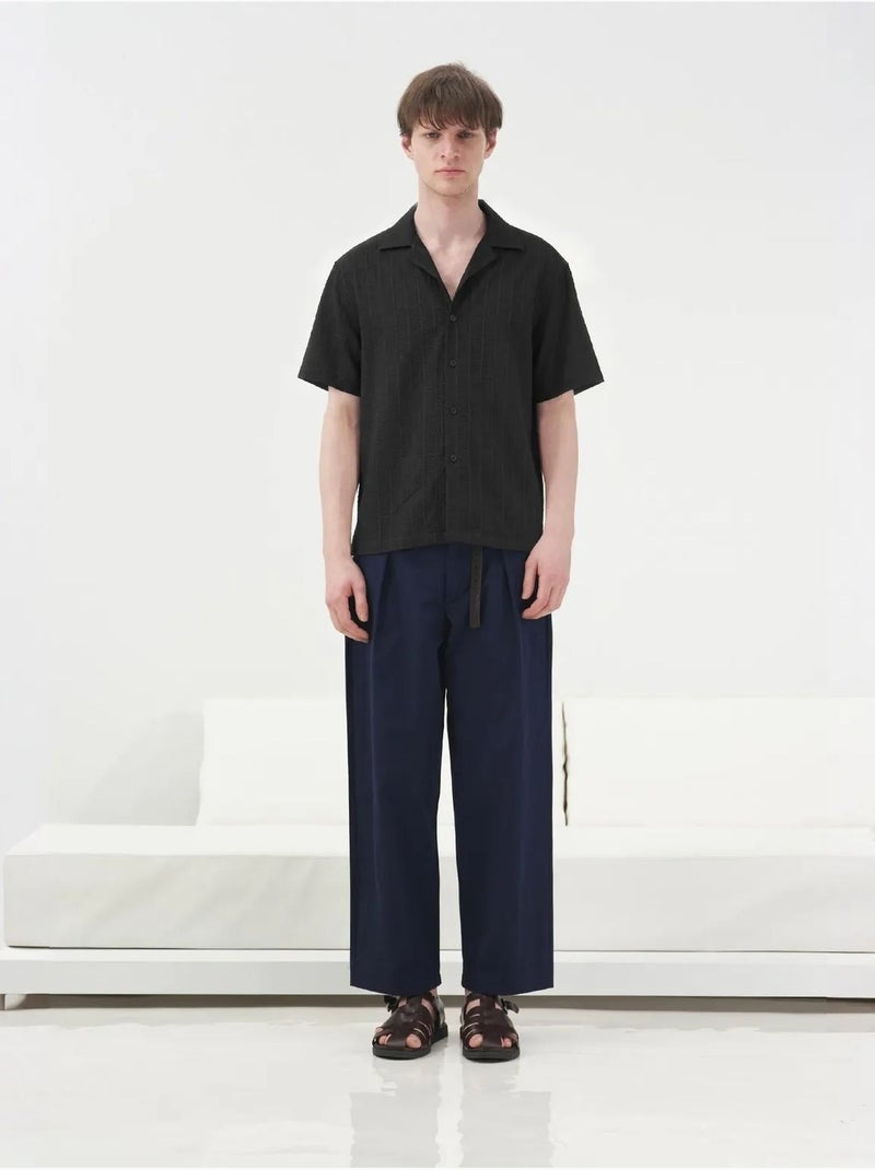 Camicia in cotone testurizzato a maniche corte giesto Nero - Kiabi