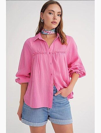 Camicia in cotone testurizzato con bottoni mixray