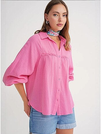 Camicia in cotone testurizzato con bottoni mixray