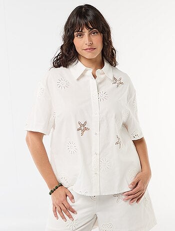 Camicia in cotone traforata