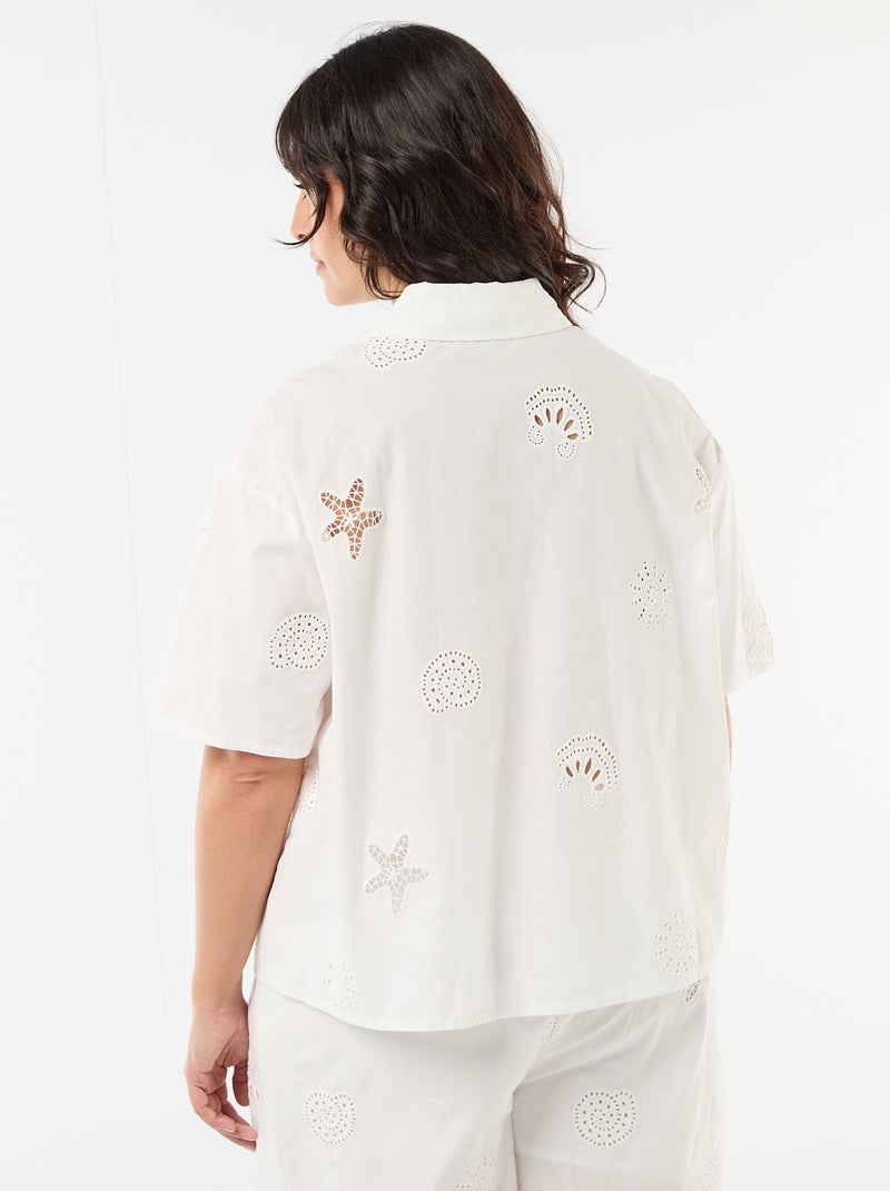 Camicia in cotone traforata Bianco - Kiabi