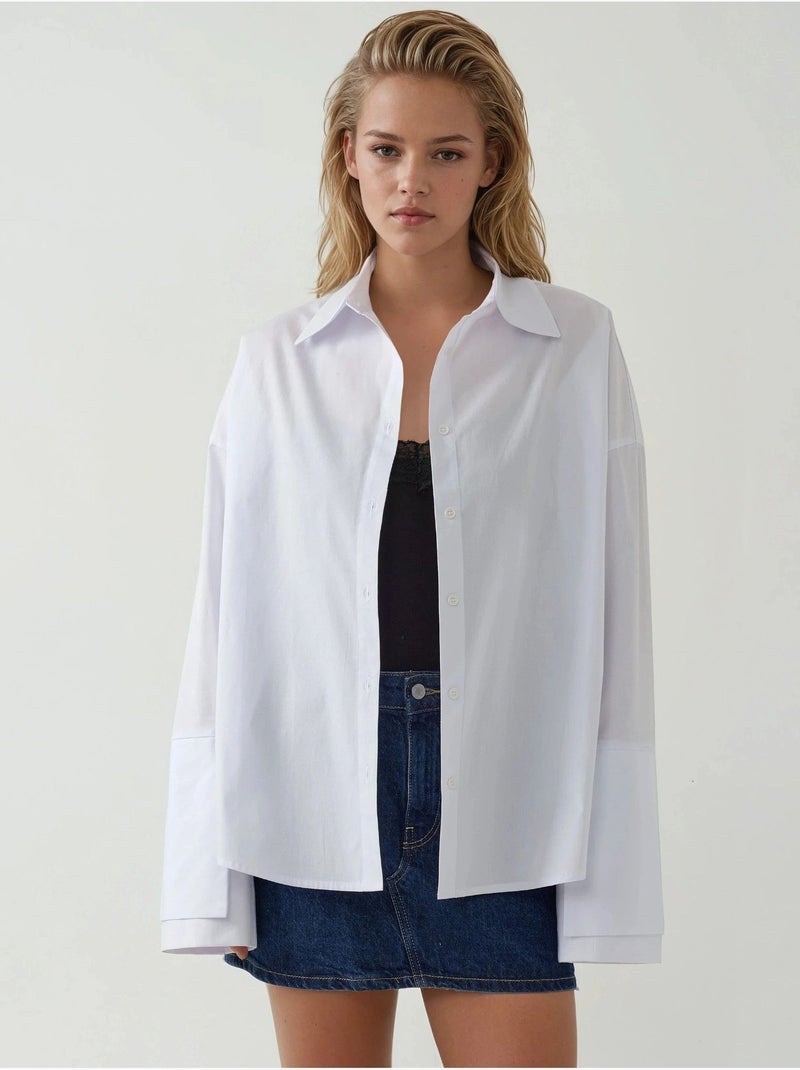 Camicia in cotone vestibilità regolare con bottoni hiccup Bianco - Kiabi