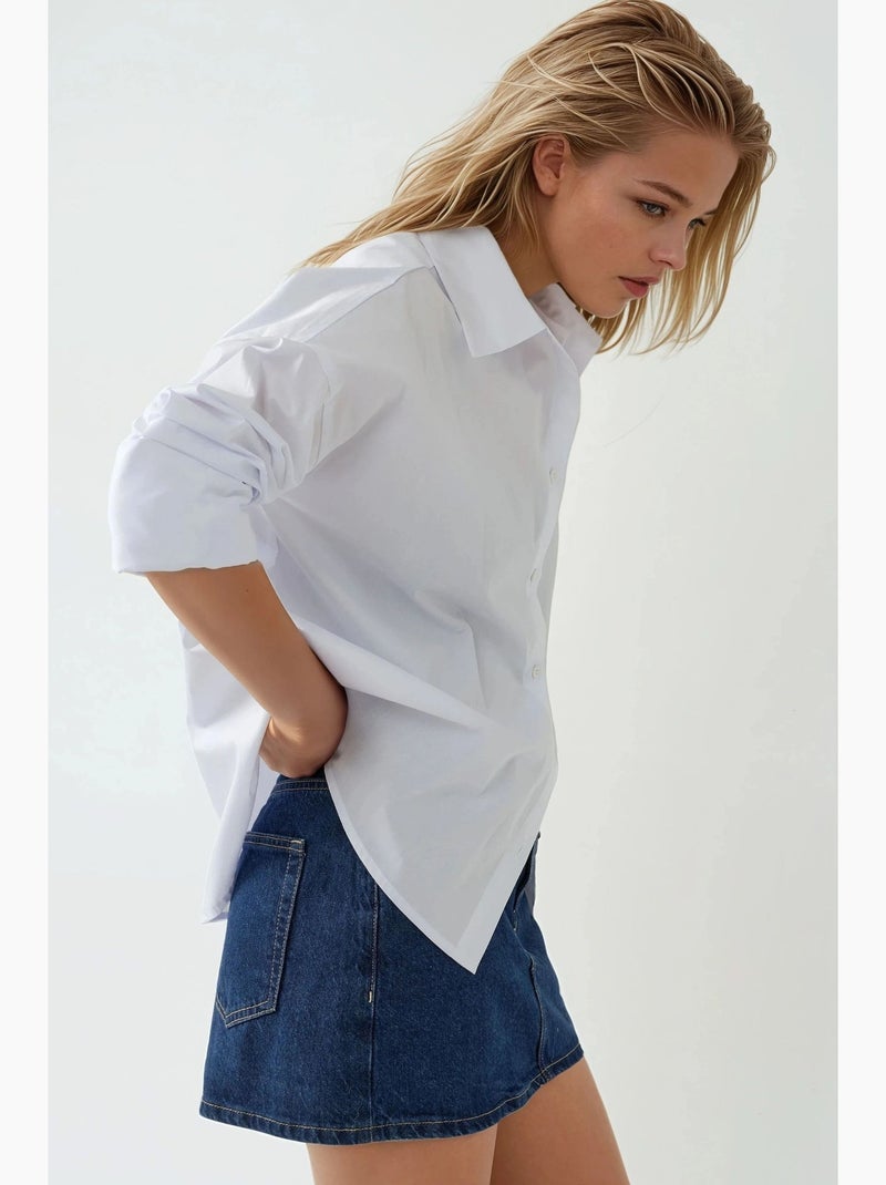 Camicia in cotone vestibilità regolare con bottoni hiccup Bianco - Kiabi