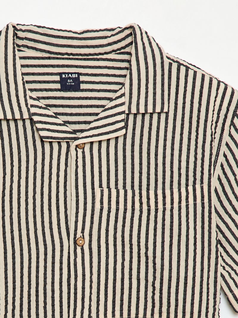 Camicia in crêpe a maniche corte Beige - Kiabi