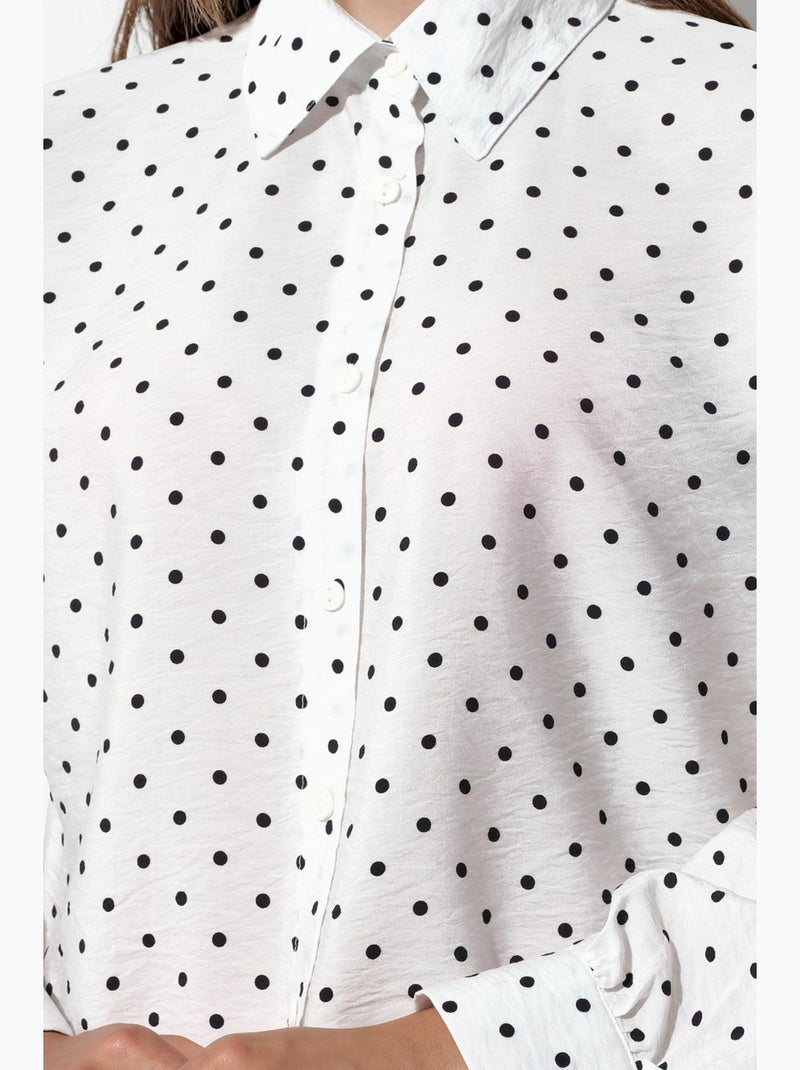 Camicia in crêpe a pois oversize bdart Bianco - Kiabi