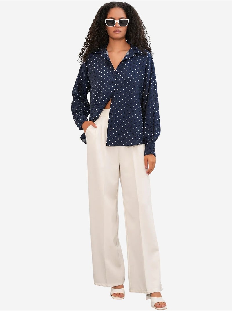Camicia in crêpe a pois oversize bdart Blu marino - Kiabi