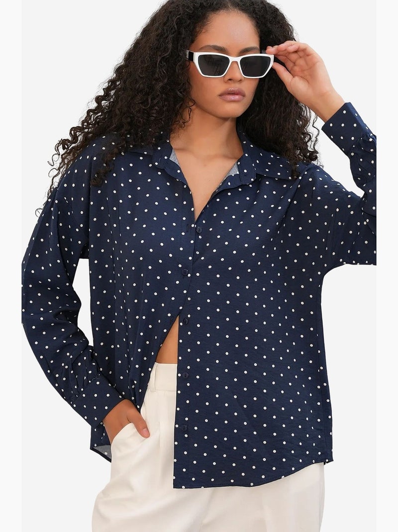 Camicia in crêpe a pois oversize bdart Blu marino - Kiabi