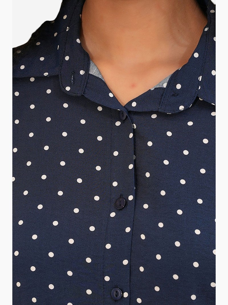 Camicia in crêpe a pois oversize bdart Blu marino - Kiabi