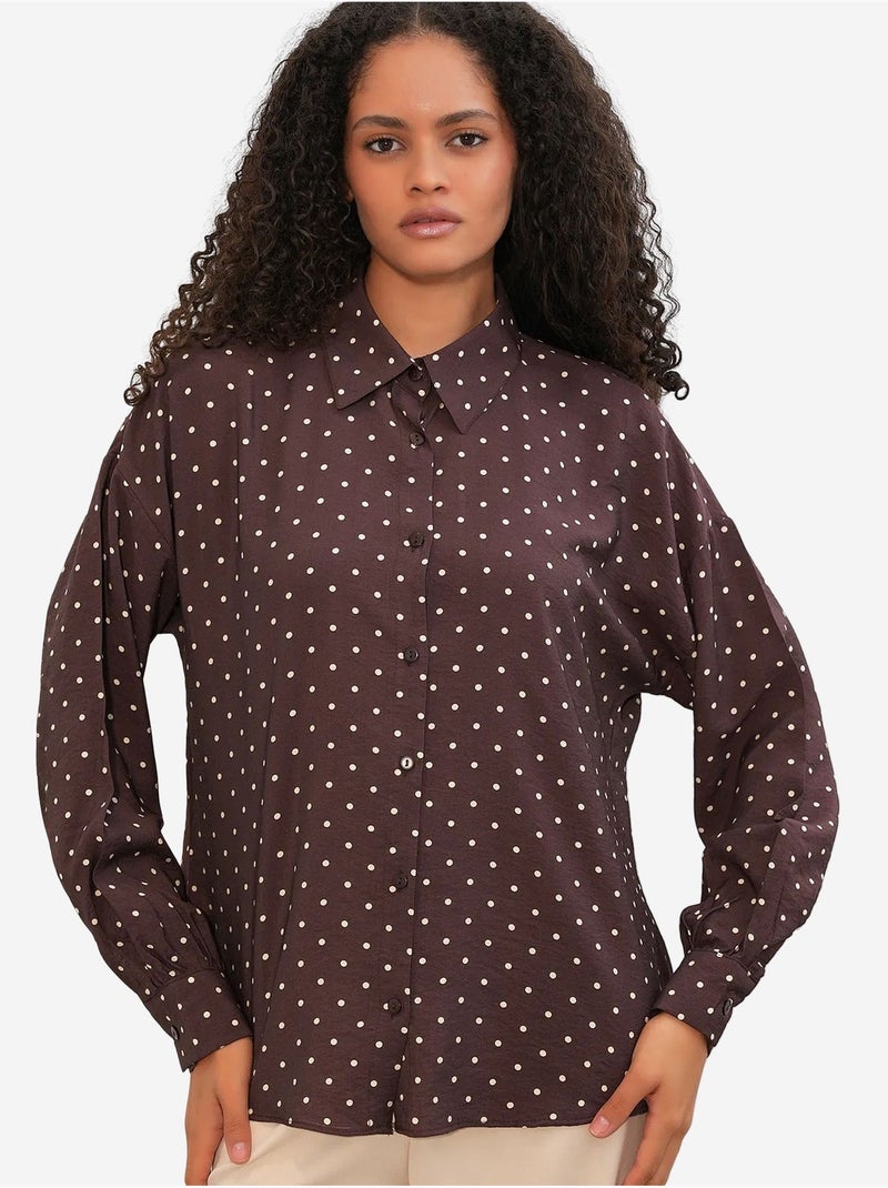 Camicia in crêpe a pois oversize bdart Marrone - Kiabi