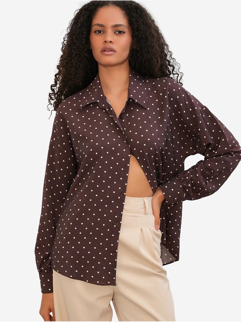 Camicia in crêpe a pois oversize bdart Marrone - Kiabi