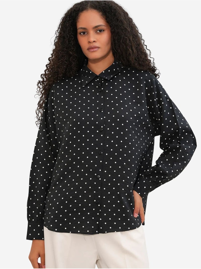 Camicia in crêpe a pois oversize bdart Nero - Kiabi