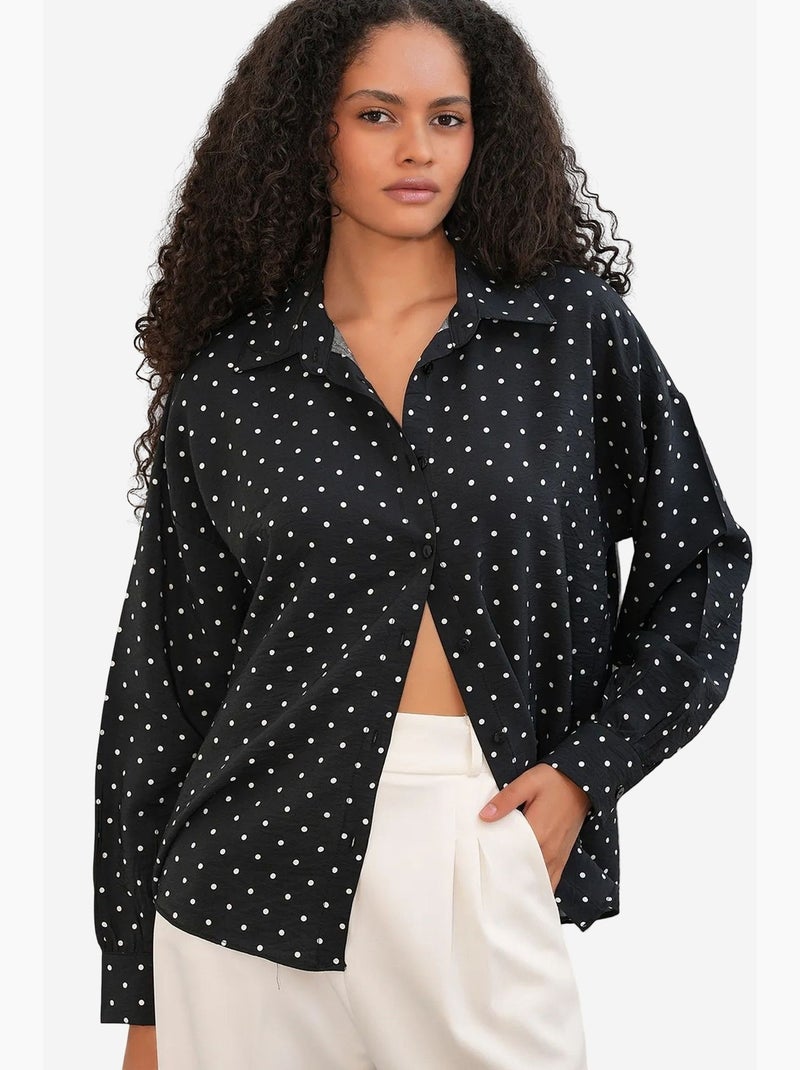 Camicia in crêpe a pois oversize bdart Nero - Kiabi