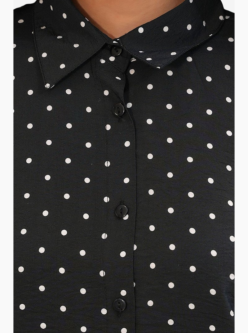 Camicia in crêpe a pois oversize bdart Nero - Kiabi