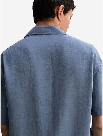 Camicia in crêpe con dettaglio a nodo vestibilità rilassata da uomo giesto