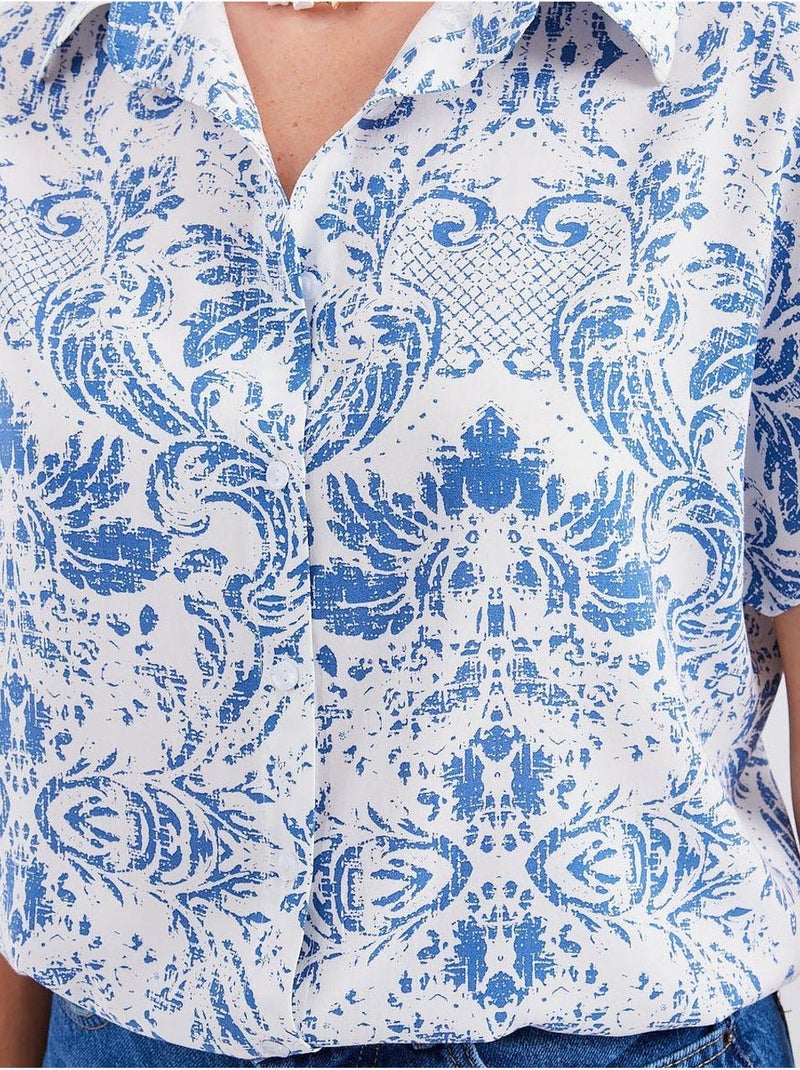Camicia in crêpe stampata con bottoni bdart Blu grigiastro - Kiabi