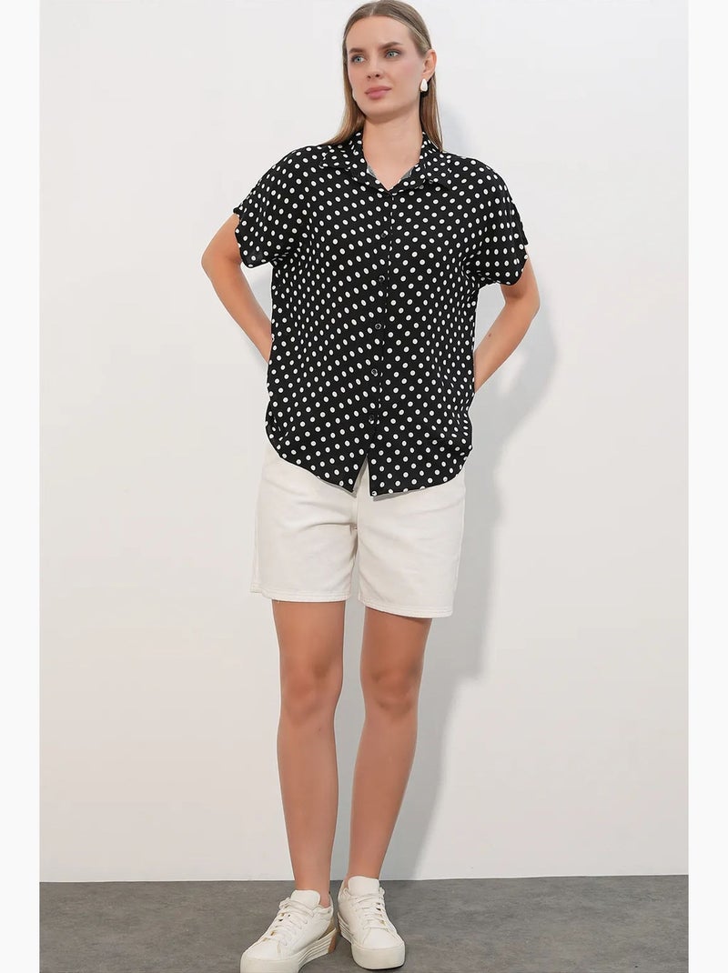 Camicia in crêpe stampata con bottoni bdart Nero - Kiabi