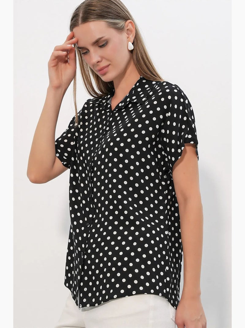 Camicia in crêpe stampata con bottoni bdart Nero - Kiabi