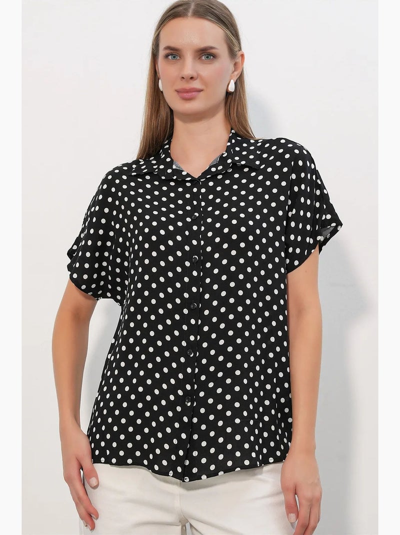 Camicia in crêpe stampata con bottoni bdart Nero - Kiabi