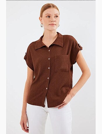 Camicia in crêpe testurizzato con taschino bdart