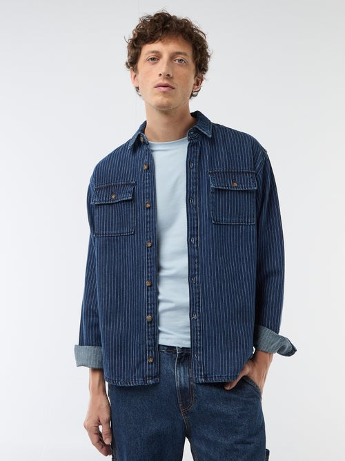 Camicia in denim a righe con tasche applicate sul petto - Kiabi