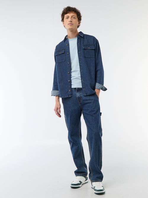Camicia in denim a righe con tasche applicate sul petto - Kiabi
